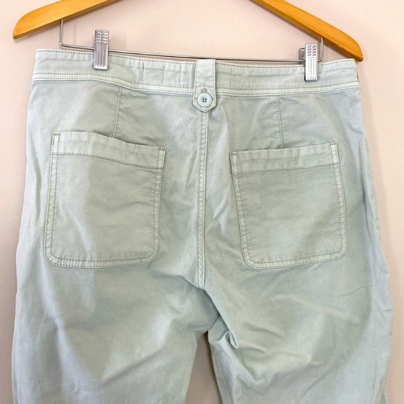 Anthropologie Eyelet Wanderer Utility Cotton Blend Pants Light Mint Green Sz 30 - Picture 8 of 14